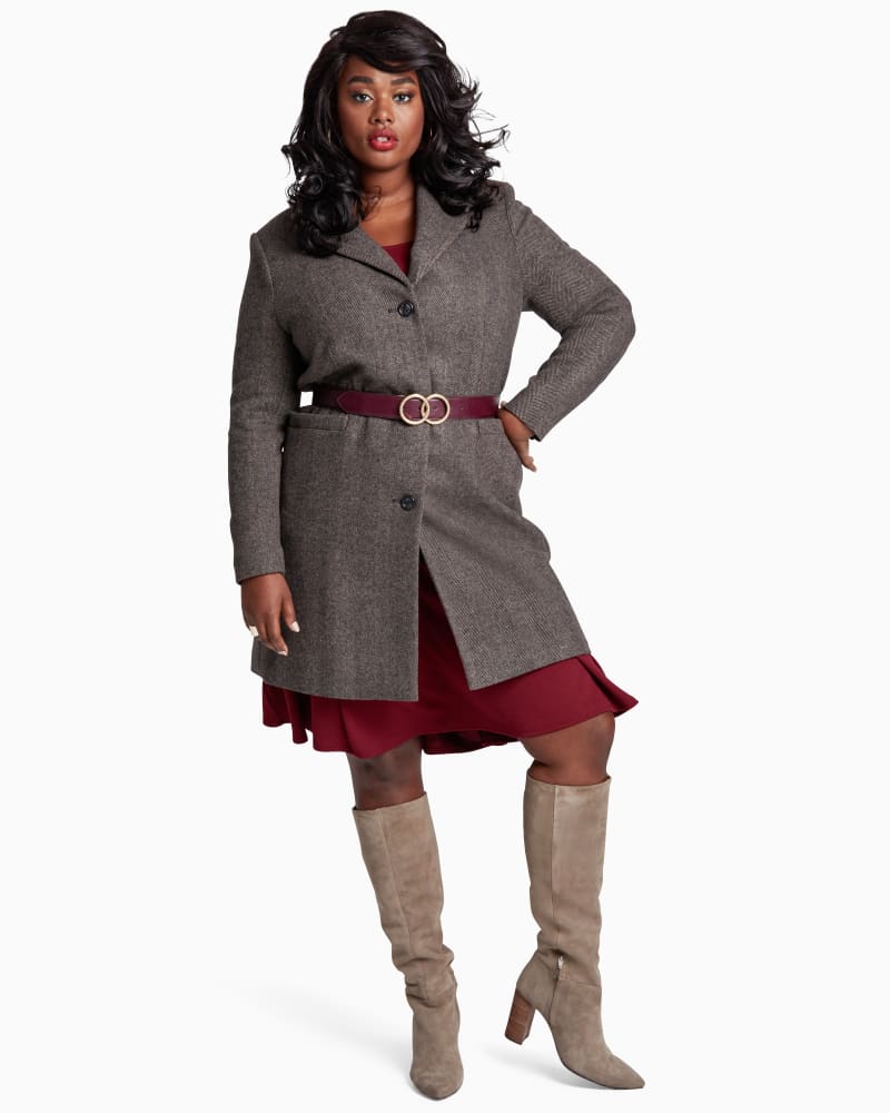 Plus size model with hourglass body shape wearing Florian Wool-Blend Coat by Lauren Ralph Lauren | Dia&Co | dia_product_style_image_id:111636